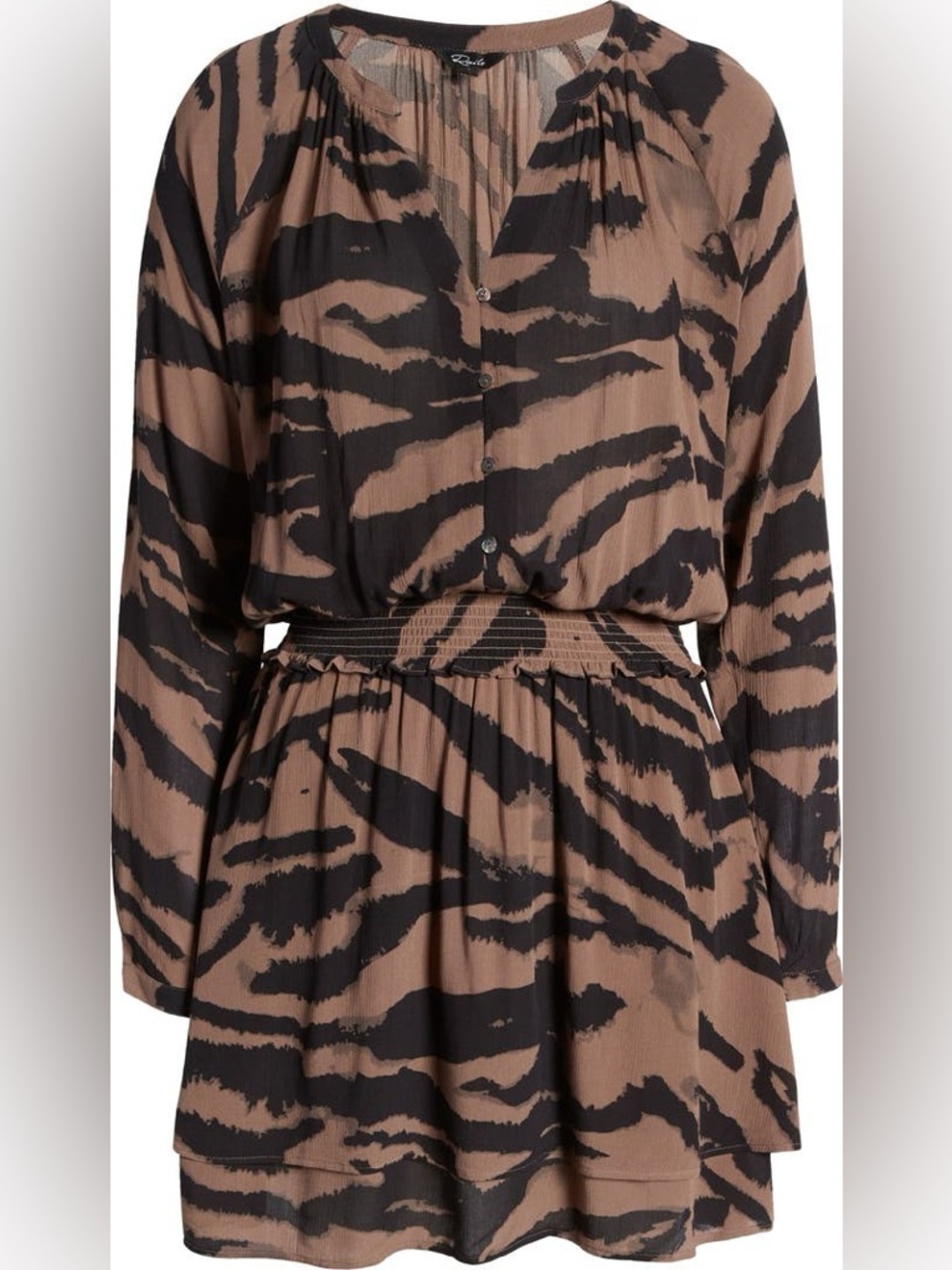 NEW Rails jasmine Tiger Stripe Button-Front Dress in Brown and Black